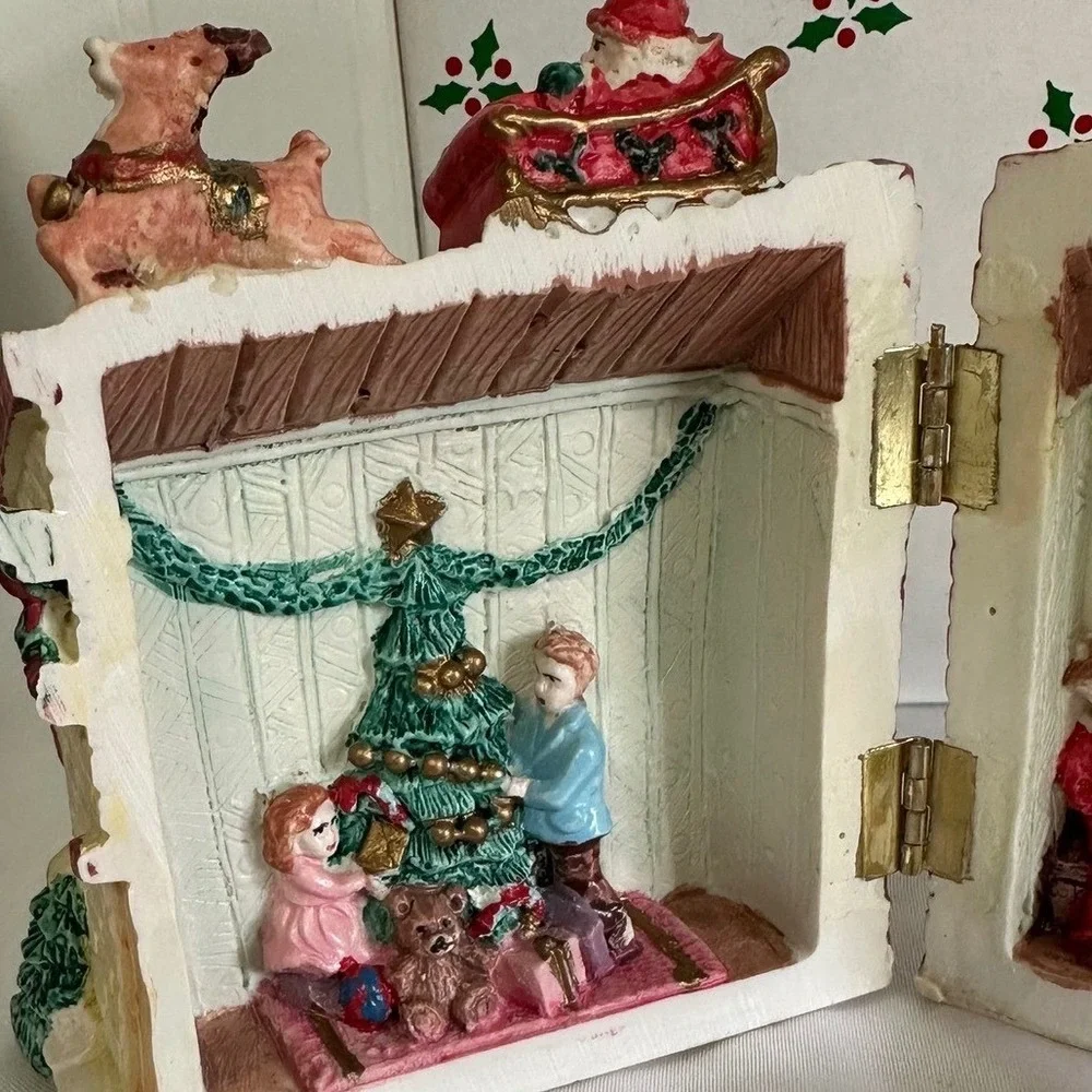 Unbranded Hinged Christmas Figurine‎ Set Multicolor Excellent Hinged Resin Vntge